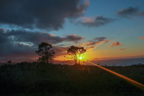 Colourful Sunset Lights Clouds Seen Place Cantabrian Sea — Foto Stock