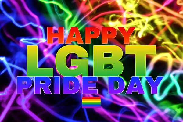 Illustrazione Del Testo Happy Lgbt Pride Day Uno Sfondo Colorato — Foto Stock