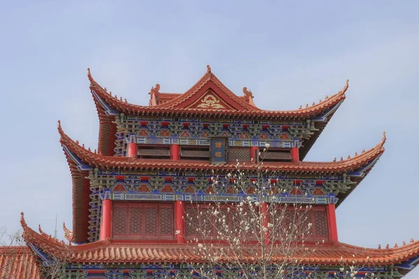 Een Lage Hoek Opname Van Chinese Architectuur Verboden Stad Van — Stockfoto