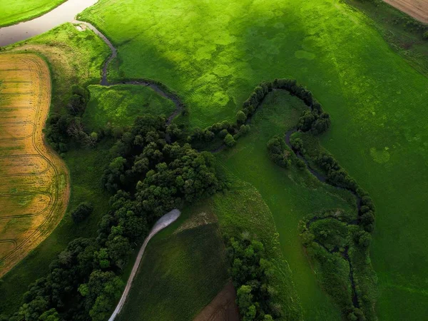 Blick Aus Der Vogelperspektive Auf Ein Wunderschönes Grünes Tal Große — Stockfoto