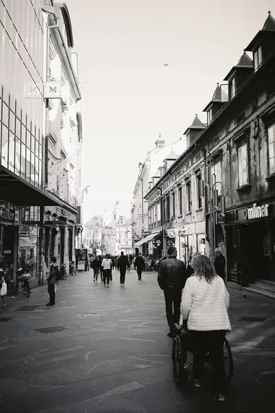 Centrum Lublaň Copova Ulice Černé Bílé — Stock fotografie