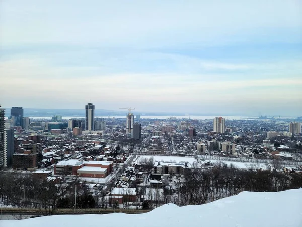 Красивый Город Гамильтон Онтарио Канада Снежную Зиму — стоковое фото