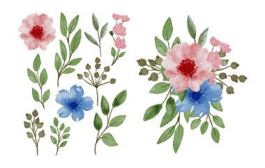 Renkli çiçek desenli beyaz bir arka plan.