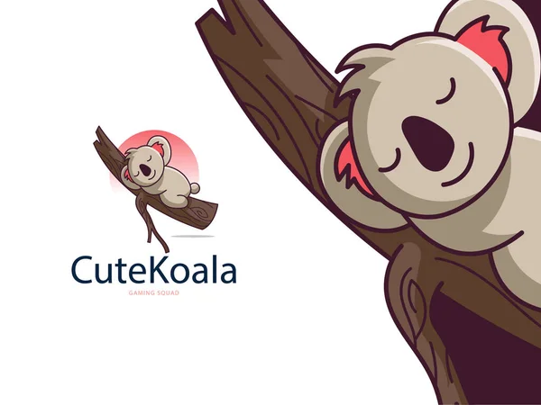 Eine Niedliche Schlafende Koala Figur Und Ein Maskottchen Logo Für — Stockvektor