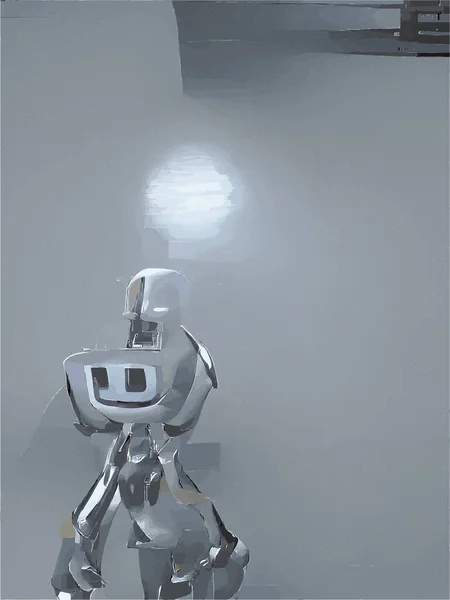 ロボットのグレースケール撮影です — ストックベクタ