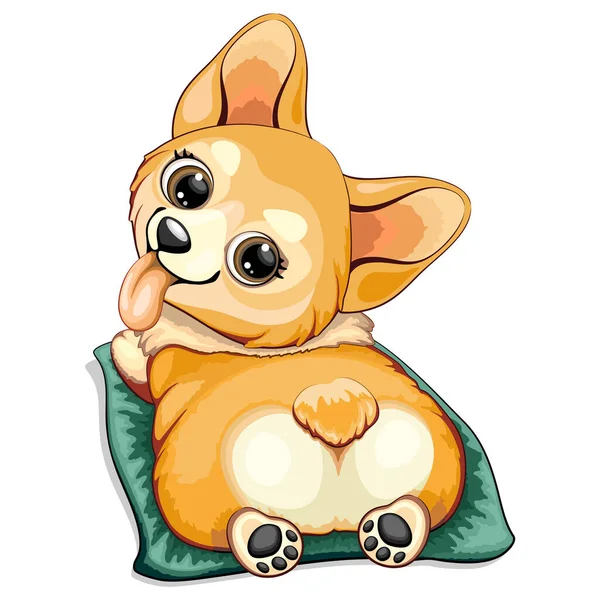 Дизайн Коргі Пет Puppy Dog Happy Cute Green Pet Cushion — стоковий вектор