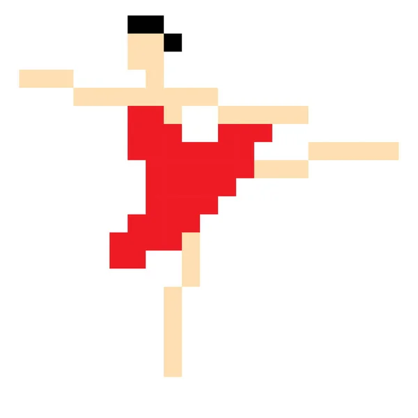 Enkel Pixel Konst Ballerina Vit Bakgrund — Stock vektor