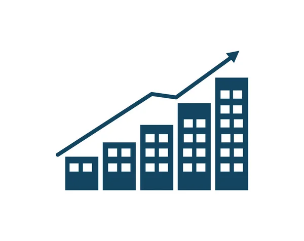 Upgoing Arrow Top Buildings Llustrations Progress — Stock Vector