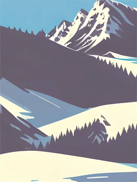 Горы Снегом Зимой — стоковый вектор