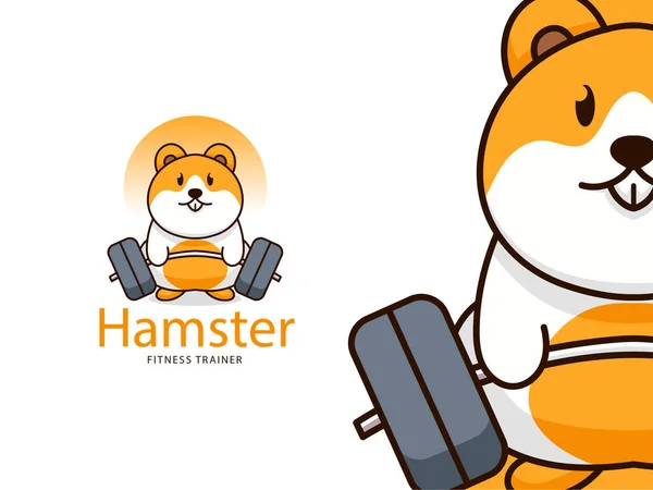 Hámster Levantador Pesado Personaje Logotipo Mascota Para Equipos Deportivos Empresas — Vector de stock