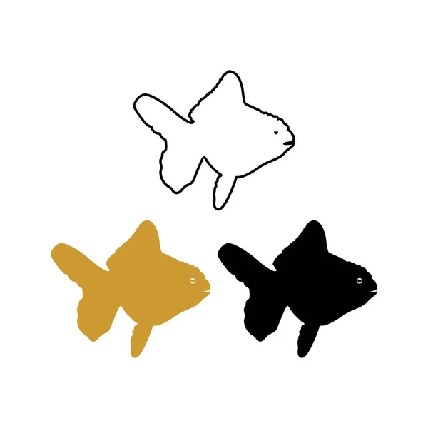 Die Baumfische Schwarzen Und Goldenen Farben Auf Weißem Hintergrund — Stockvektor