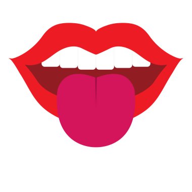 Dili beyaz arka planda olan basit bir ağız klipsi.