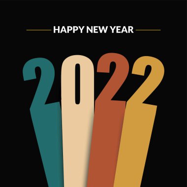 Karanlık bir arkaplanda 2022 rakamlı Mutlu Yıllar afişi tasarımı düzenlenebilir bir vektör illüstrasyonu