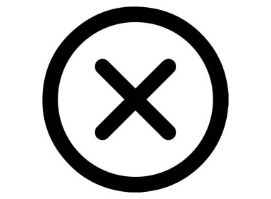 Beyaz arkaplan ile izole edilmiş bir çemberin içindeki siyah haç simgesi.