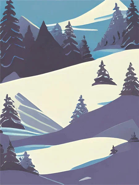 Les Montagnes Enneigées Hiver — Image vectorielle