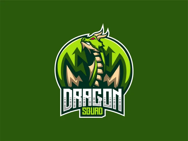 Modèle Logo Dragon Vert Pour Site Jeu Esports Escouade Dragon — Image vectorielle