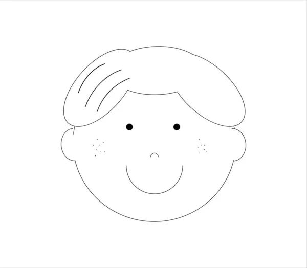 Black White Freckled Child Head Smiling — Stock Vector