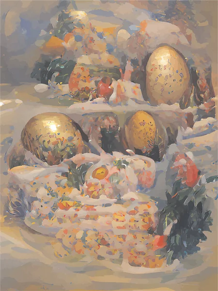 Κάποια Αυγά Μπροστά Από Έγχρωμο Φόντο — Διανυσματικό Αρχείο