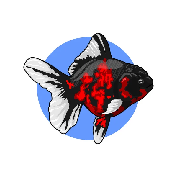 Der Rote Fisch Auf Dem Blauen Kreis Mit Weißem Hintergrund — Stockvektor