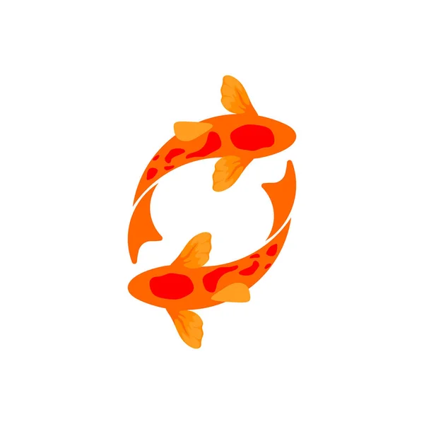 Две Оранжевые Рыбы Создают Круг Белом Фоне — стоковый вектор