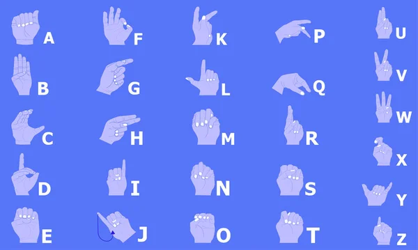 Sign Language Alphabet Communication Vector Illustration — Stock Vector