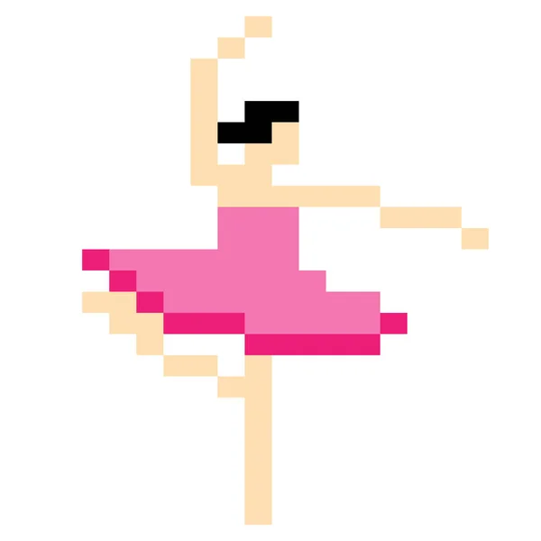 Uma Arte Pixel Simples Vertical Caráter Bailarina Fundo Branco — Vetor de Stock