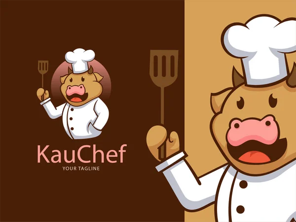 Personaggio Mucca Chef Logo Della Mascotte Squadre Sportive Aziende Organizzazioni — Vettoriale Stock