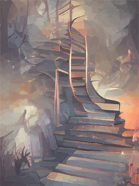 Pintura Escaleras Diferentes Colores — Vector de stock