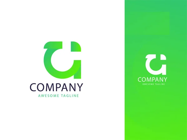 Design Logotipo Negócio Criativo Cores Verdes Brancas — Vetor de Stock