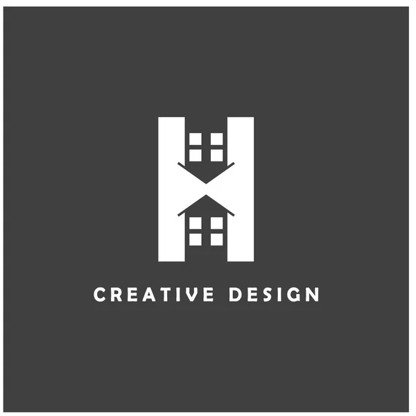 手紙Hと家のロゴデザイン 創造的なデザイン黒と白の文字 クリエイティブデザインイラストテンプレートロゴアイコン — ストックベクタ