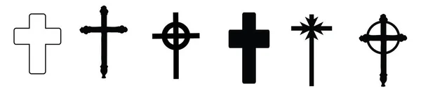 Векторный Набор Надгробий Крестов Белом Фоне — стоковый вектор