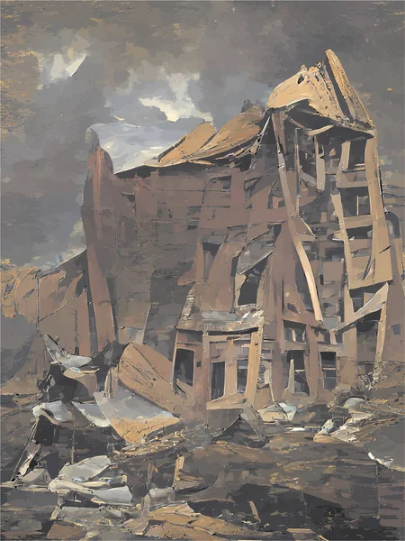 Розпис Старого Зруйнованого Будинку — стоковий вектор