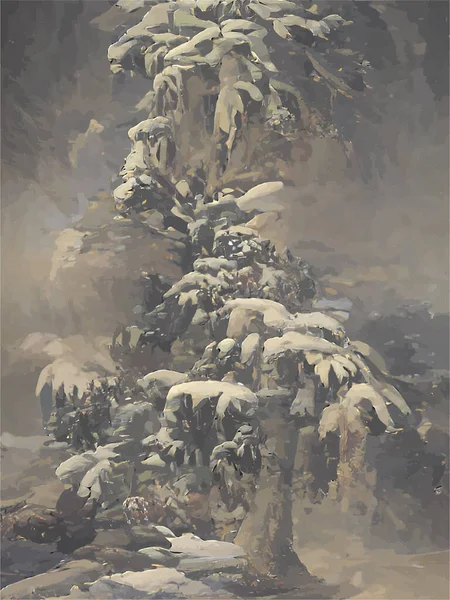 Kerstboom Sneeuw Winter — Stockvector