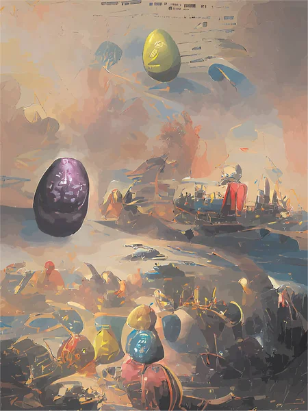 彩色背景前的一些蛋 — 图库矢量图片
