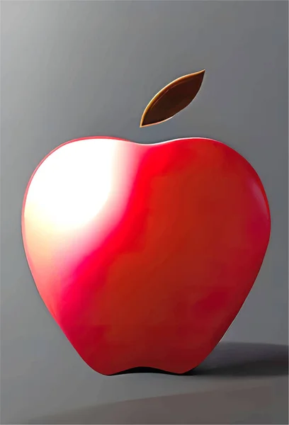 Une Pomme Rouge Isolée Sur Fond Gris — Image vectorielle