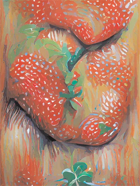 赤いイチゴの抽象画 — ストックベクタ