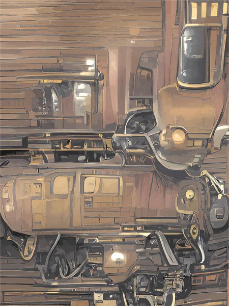 Пофарбована Картина Старої Іржавої Промислової Машини — стоковий вектор