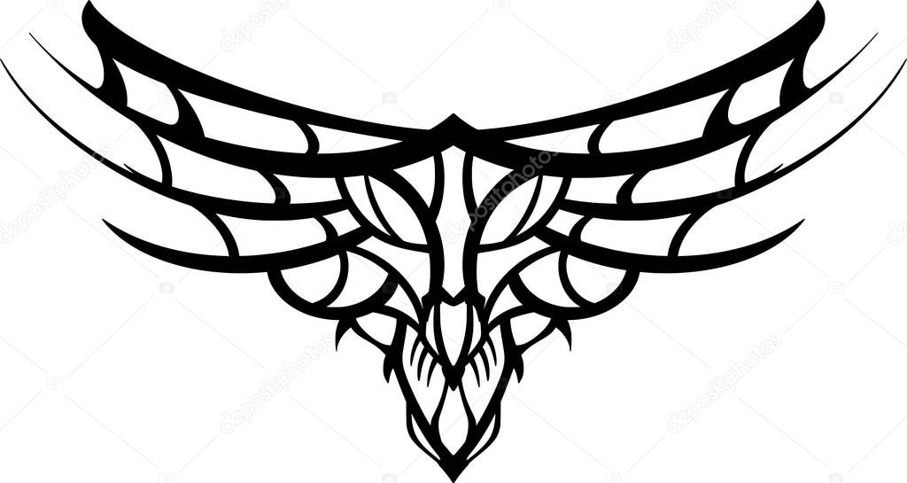 An illustration of wings isolated on a white background - perfect for a tattoo