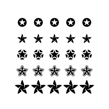 Yıldız işaretleri beyaz arkaplan ile farklı biçimlerdedir