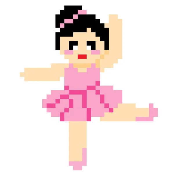 Eine Vertikale Einfache Pixelkunst Einer Ballerina Figur Auf Weißem Hintergrund — Stockvektor