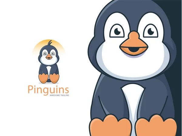 Egy Aranyos Pingvin Karakter Egy Kabala Logó Sport Csapatok Vállalatok — Stock Vector