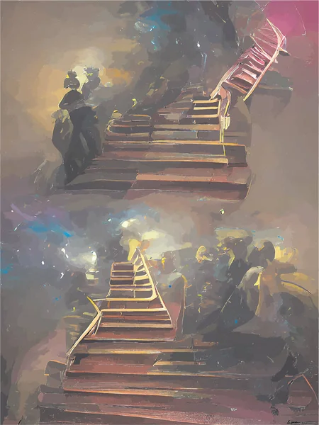 Pintura Escaleras Diferentes Colores — Vector de stock