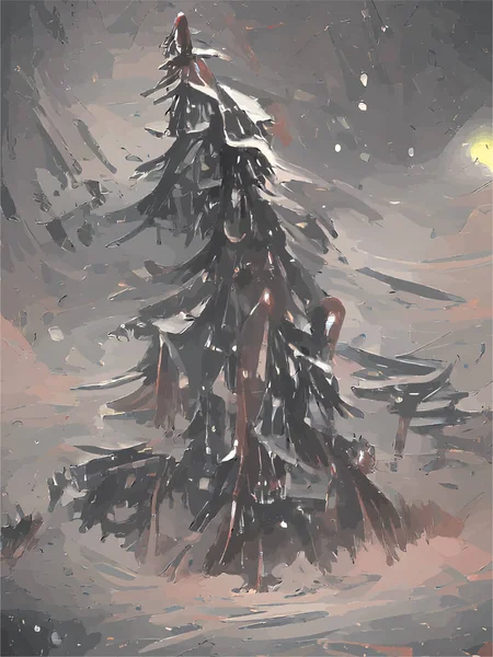 Árbol Navidad Nieve Invierno — Archivo Imágenes Vectoriales