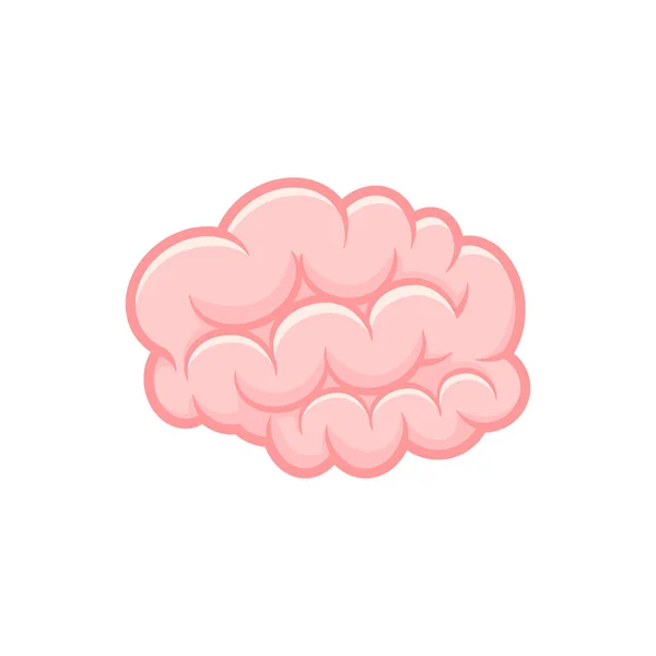 Pink Cartoon Brain Isolated White Background — Stock Vector