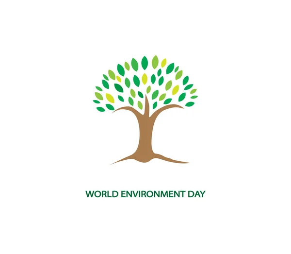 Μια Εικόνα Ενός Δέντρου Στην Παγκόσμια Ημέρα Περιβάλλοντος — Διανυσματικό Αρχείο
