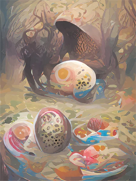 Algunos Huevos Delante Fondo Color — Archivo Imágenes Vectoriales
