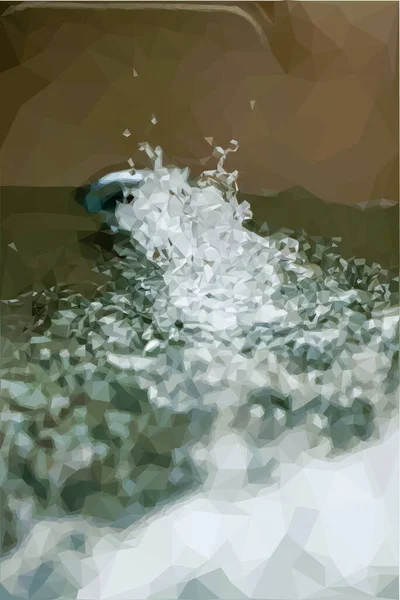 ノズルから渦に流れる水の低ポリスタイルのイラスト — ストックベクタ