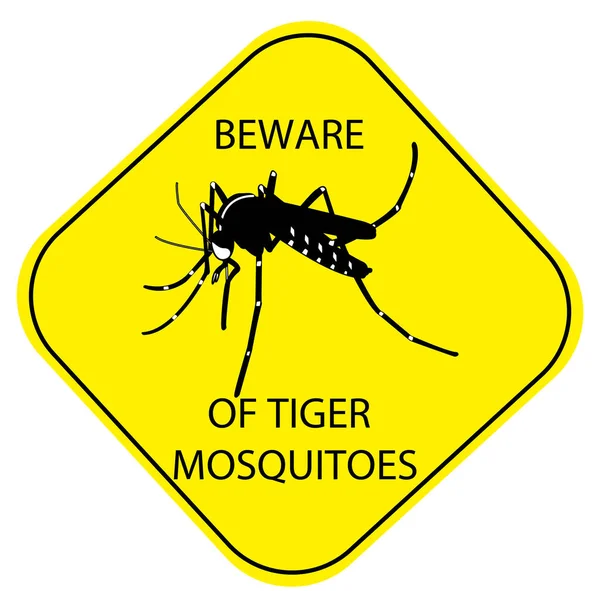 Mosquito Danger Signal Virus Bearer Arbovirures Asian Tiger Mosquito Zika — Stock Vector