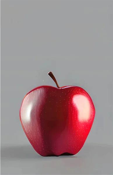 Dikey Gri Arkaplanda Izole Edilmiş Kırmızı Bir Elma — Stok Vektör