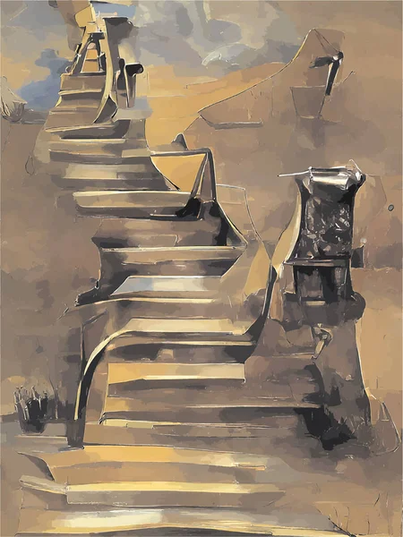 Pintura Escaleras Diferentes Colores — Vector de stock